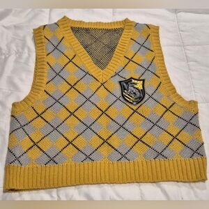 Hufflepuff Yellow and Gray Argyle Sweater Vest